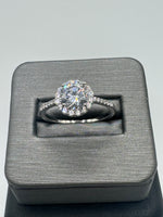 925 Silver Ring with CZs, Size 9