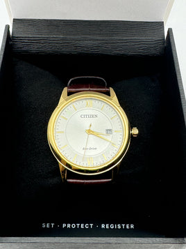 Citizen watch for men with leather band