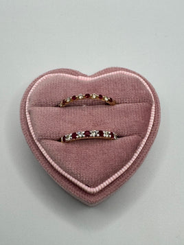 10 K Gold Band Set with Diamond and Ruby Stones, size 7, 3.55 G