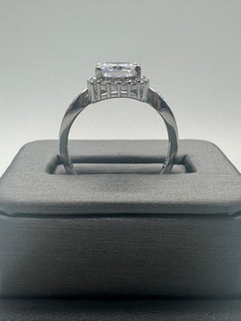 925 Silver Ring with CZs, Size 9