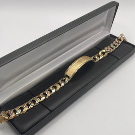 14 K Gold Bracelet-Men’s two tones with a plate-32.9 G