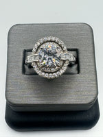 925 Silver Ring with CZs, Size 8.5