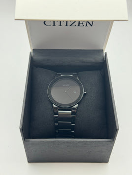 Citizen watch (solid black) with metal band for men