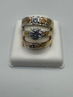 14 K Gold Wedding Ring set with CZs, Size 7 and 7.5, 7.7 G