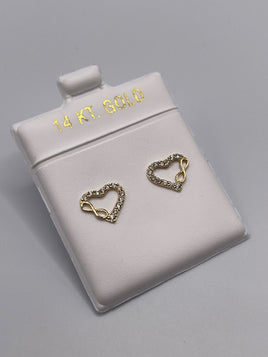14 K Gold Earrings, Infinity with Cubic Zirconia stones. 1.0 G