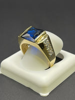 14 K Gold Ring for men with a blue Cubic Zirconia stone- 6.7 Grans- smSize 10