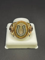 14 K Gold Ring (Colts emblem) with Cubic Zirconia stones- 10.6 Grams- Size 10