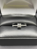 14 K White Gold Ring with Cubic Zirconia stones- 2 Grams- Size 7