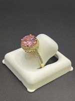 14 K Gold Ring with pink Cubic Zirconia stone- 3.8 Grans- Size 8