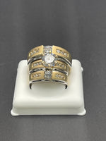 14 K Gold wedding set of three rings with Cubic Zirconia stones- 13.5 Gram- Size 7& 10