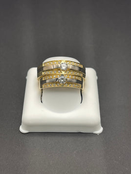 14 K Gold set of wedding rings with Cubic Zirconia stones-7.4 Gram, sizes 7& 10