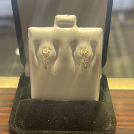 14 K Gold Earrings CZ  1.3 G