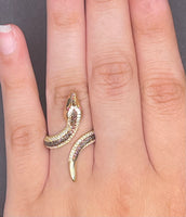 14 K Gold Ring (snake shaped) with Cubic Zirconia stones- 4.4 Grams- size 7