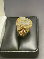 14 K Gold Ring (Colts emblem) with Cubic Zirconia stones- 10.6 Grams- Size 10