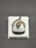 14 K Gold Ring (snake shaped) with Cubic Zirconia stones- 4.4 Grams- size 7