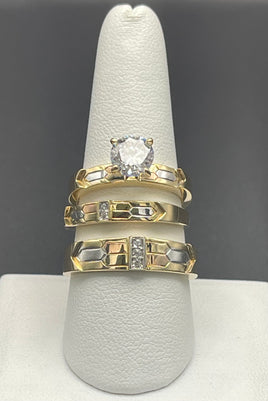 14 K Gold set of weddong rings with Cubic Zirconia stones-8.5 Grams- Size 8& 10