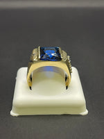 14 K Gold Ring for men with a blue Cubic Zirconia stone- 6.7 Grans- smSize 10