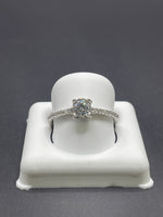 14 K White Gold Ring with Cubic Zirconia stones- 2 Grams- Size 7