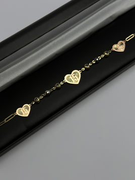 14 K Gold Bracelet Quinceanera heats style- 6.2 G