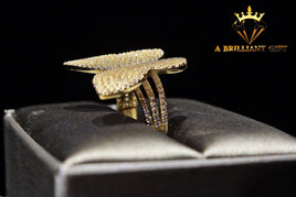 14 K Gold Ring A giant butterfly-shaped ring is full of tiny CZs.  Weight: 5.1 G  Size: 7.5