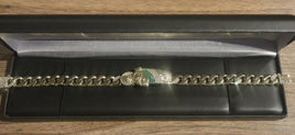 14 K Gold Bracelet St. Judas with green Cubic Zirconia bracelet