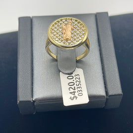 14 K gold Ring Circular St. Judas with tiny CZs