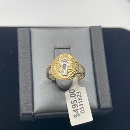 14 K Gold Ring Circular solid St. Judas emblem ring 3.8 g